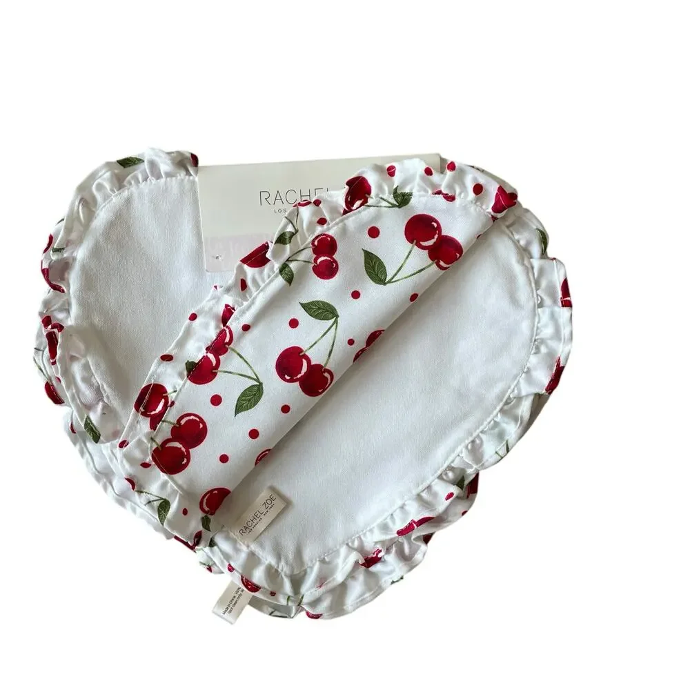 NEW Rachel Zoe VALENTINE’S Heart Shaped Red Cherry 15” Placemats Set of 4